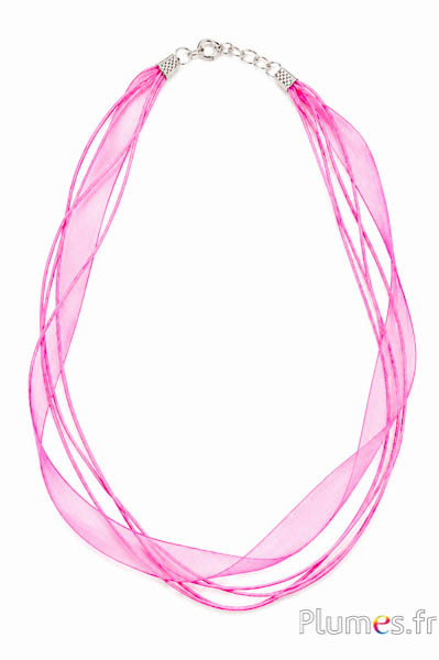 Halsketting van organza - lengte 45 cm - roze